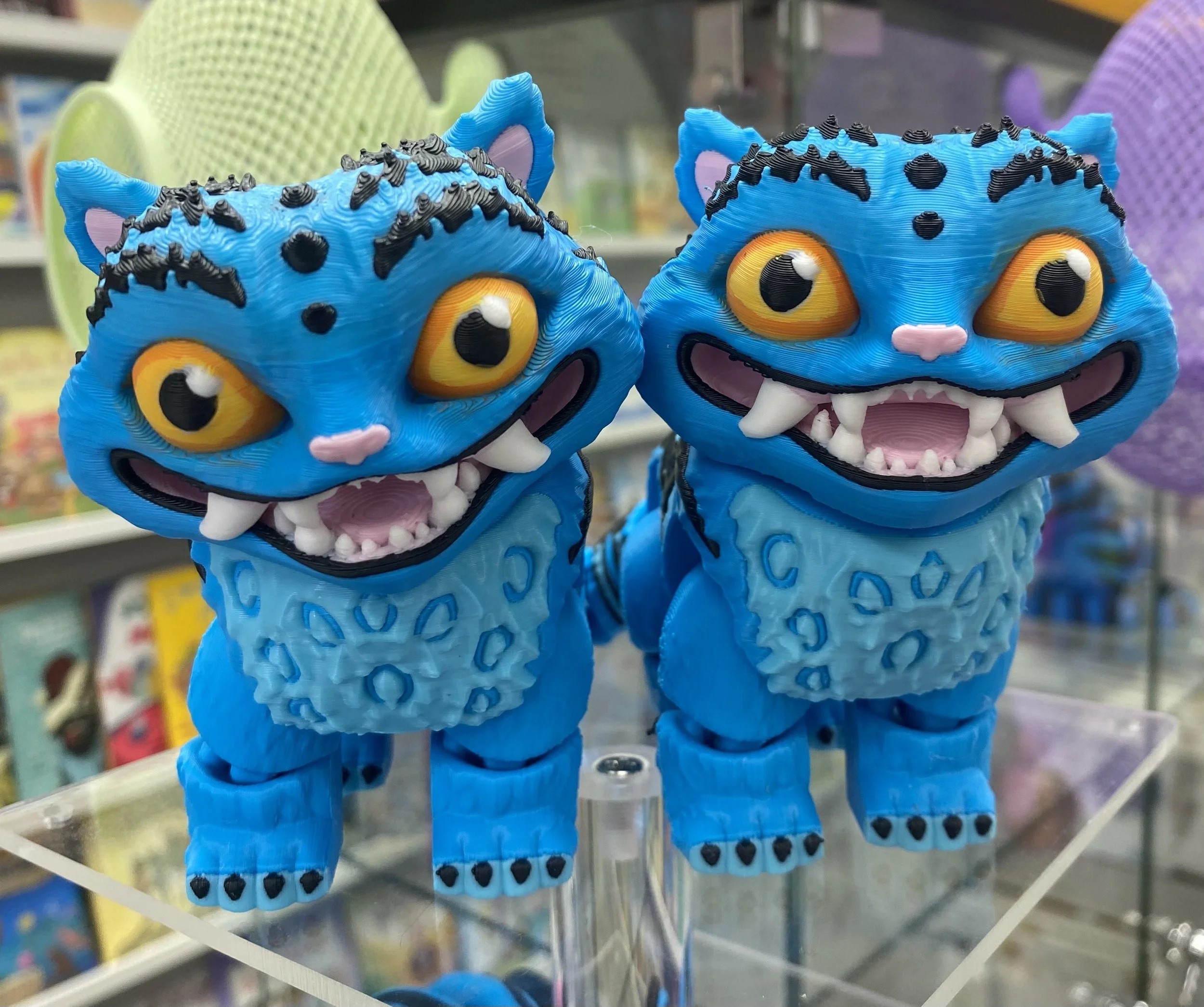 Blue character prints made by YBCO